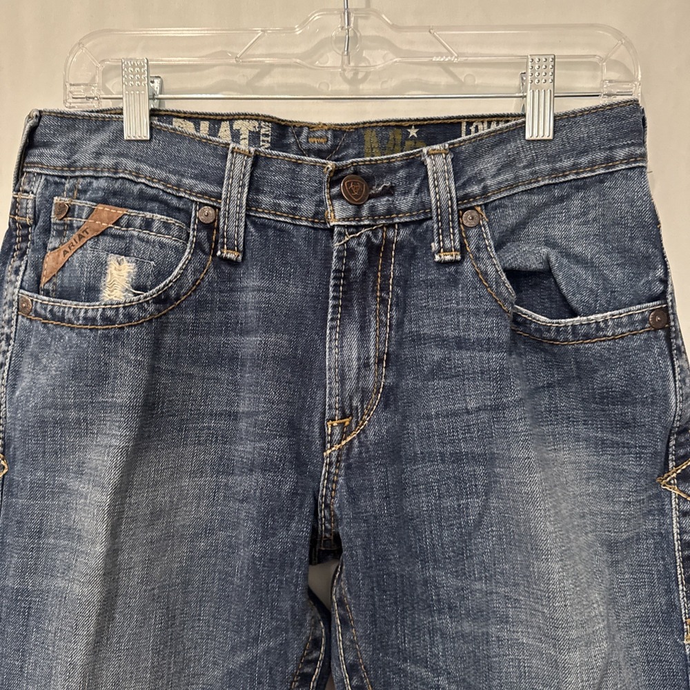 Ariat M5 Mens Jeans Low Rise Straight Leg 30x32 Blue Distressed